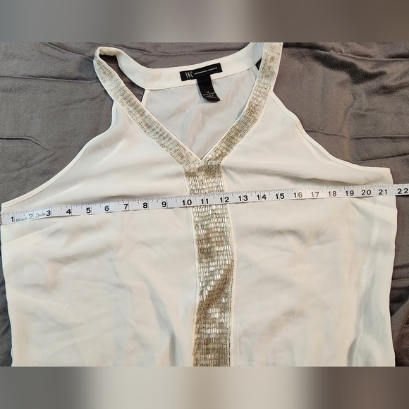 INC International Concepts White and Silver Halter Top - Picture 2 of 4